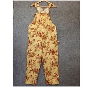 Vintage Floral Bib Overalls Womens S Butter Toile Cottage core Pinup USA 37x29